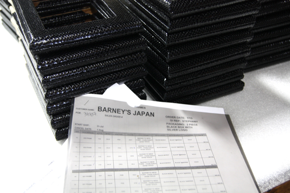 Custom Leather Frames shipping to Barneys Japan